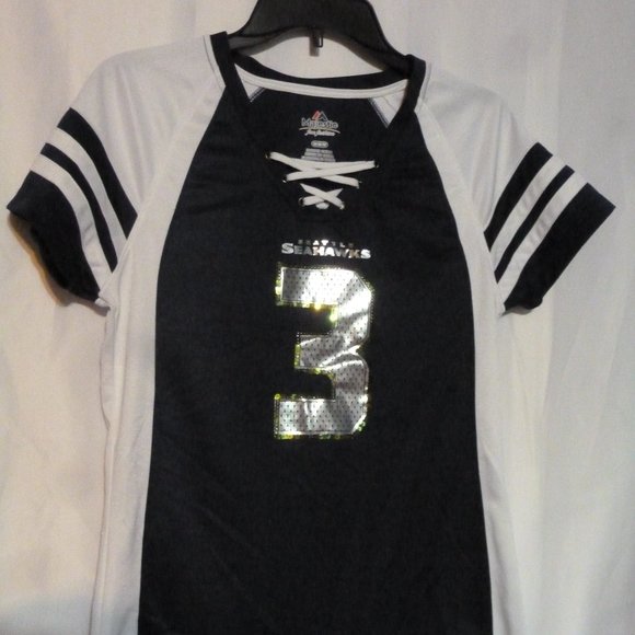 Seahawks FAn Fashion Majestic WILSON #3  Seattle WA  Laced Top M - Picture 1 of 7